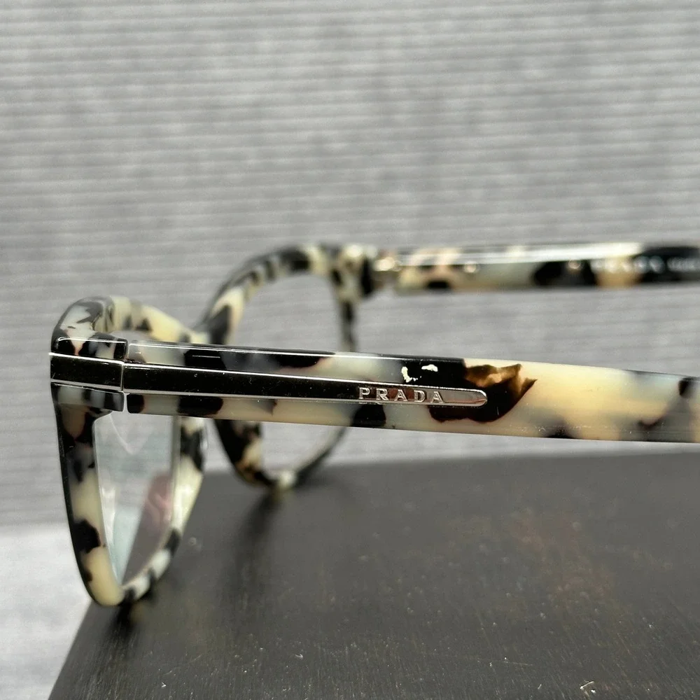 Prada VPR 10R Black Tortoise Shell Cat Eye Eyeglass Frames 53-17-140 Italy Y2k